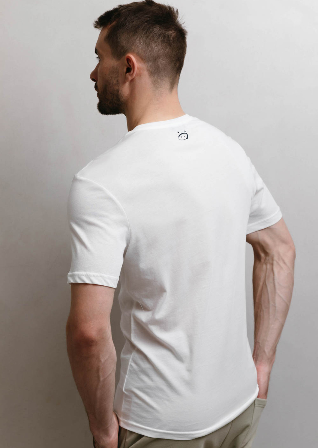 Men's white jersey basic T-shirt